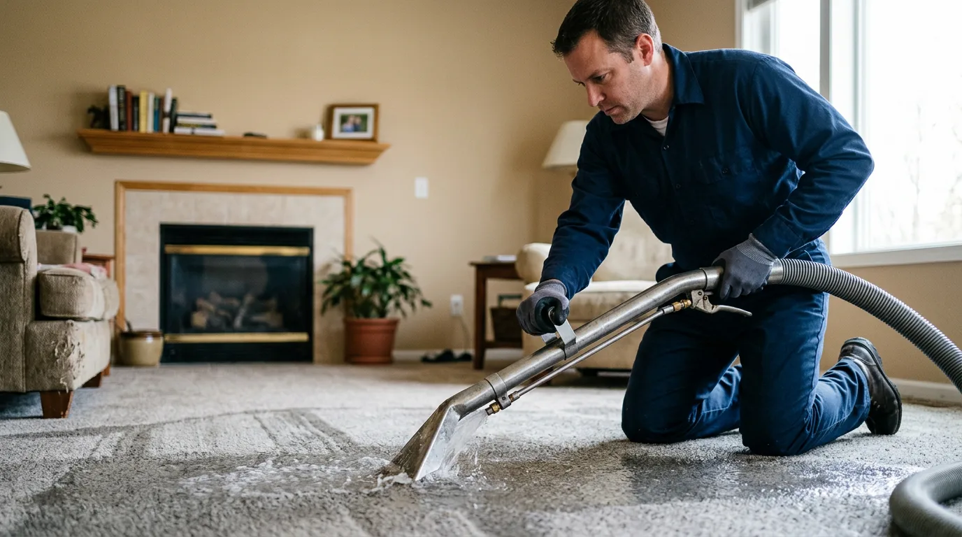 Water damage restoration technician working near Corning, CA